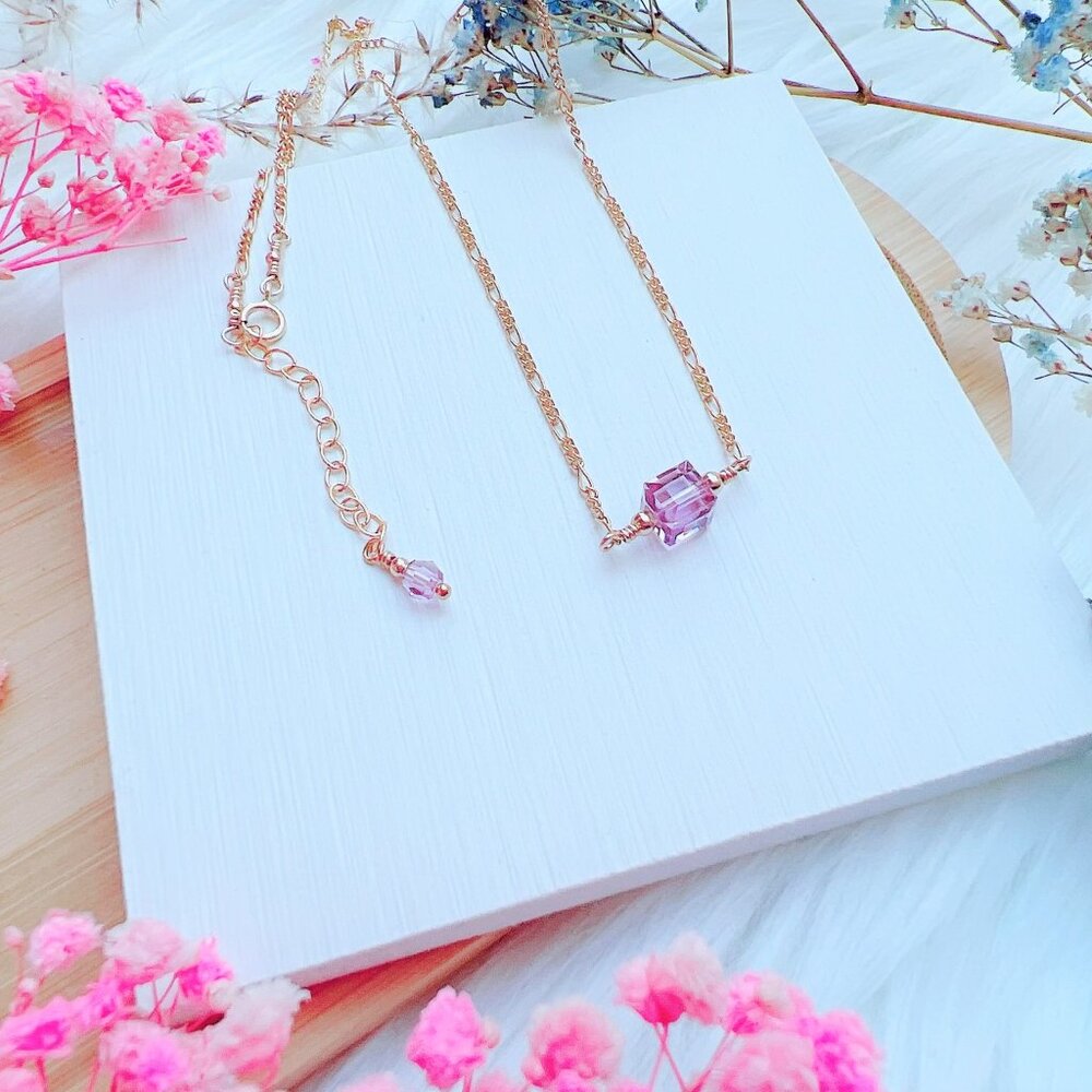 14k Gold-Filled Crystal Cube Necklace | Handmade in BC